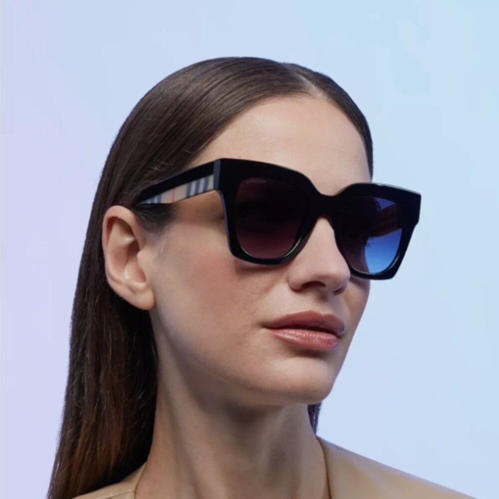 New BURBERRY Sunglasses BE 4364 F 39428G Kitty Black Grey Gradient $450